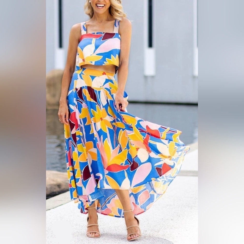 Mister Zimi Betsy Skirt & Top Set Tropical Blue Multicolor